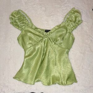 Off the Shoulder, Ruffle, Green, Blouse